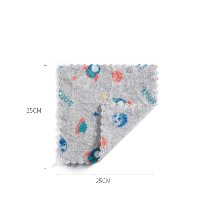 Torchons en microfibre polaire corail imprim&eacute;s recto verso - JUHAO