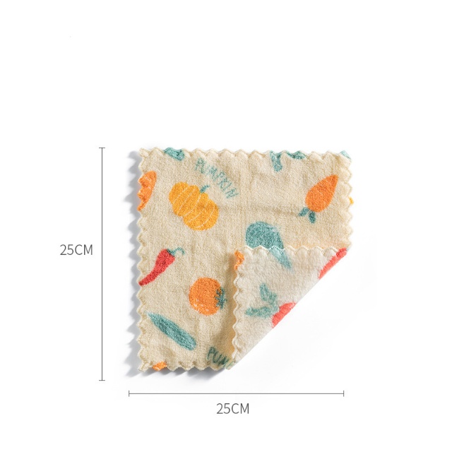 Torchons en microfibre polaire corail imprim&eacute;s recto verso - JUHAO
