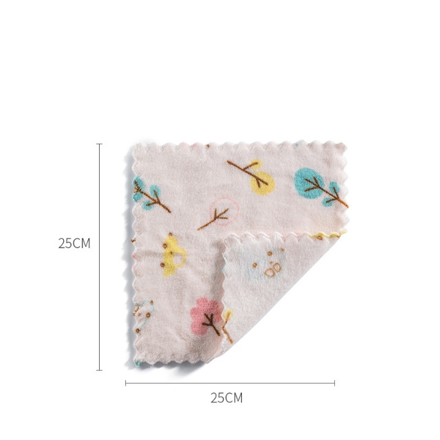 Torchons en microfibre polaire corail imprim&eacute;s recto verso - JUHAO